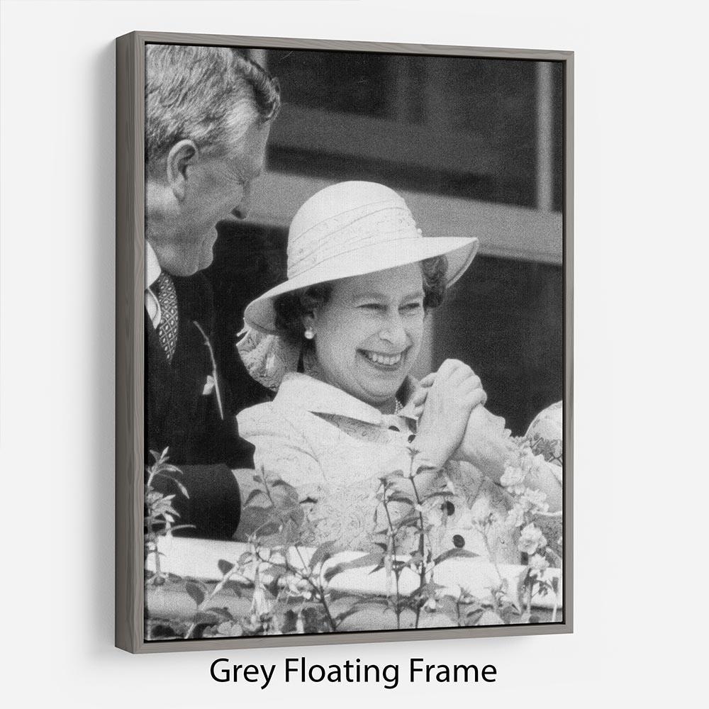 Queen Elizabeth II charmed at the Epsom Derby Floating Frame Canvas
