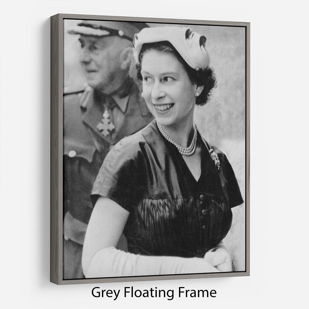 Queen Elizabeth II in Scotland shortly after her coronation Floating Frame Canvas