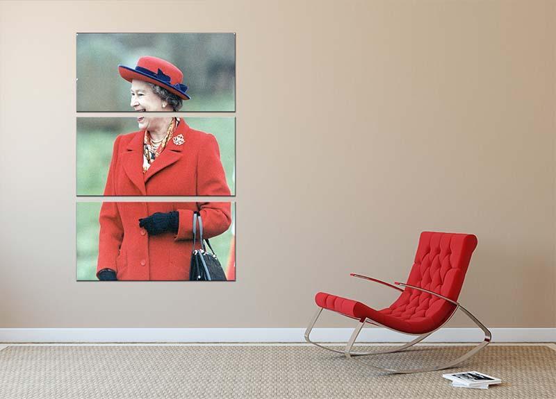 Queen Elizabeth II in a striking red coat at church in Norfolk 3 Split Panel Canvas Print - Canvas Art Rocks - 2