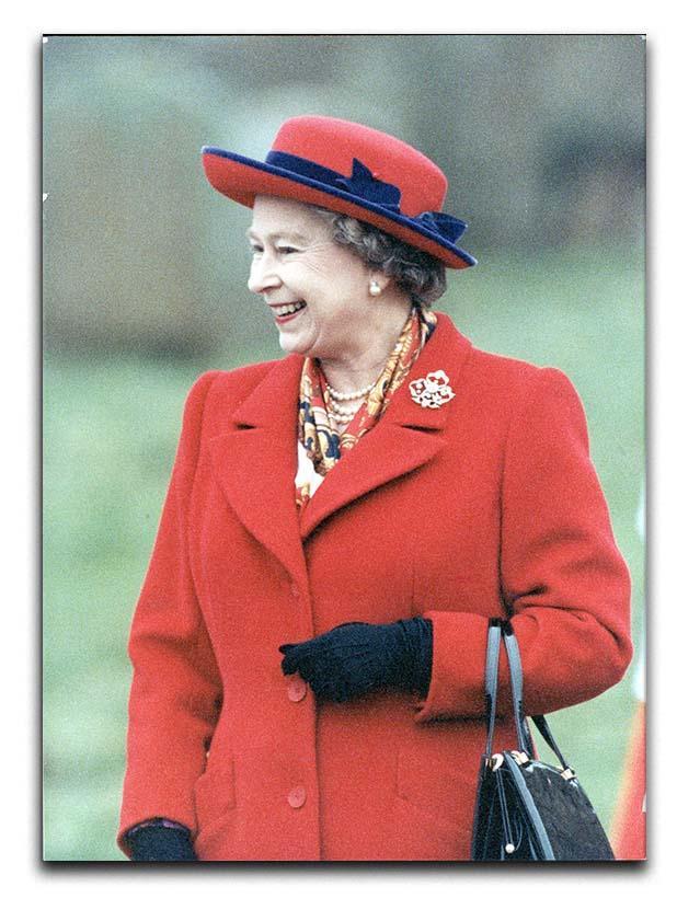 Queen Elizabeth II in a striking red coat at church in Norfolk Canvas Print or Poster  - Canvas Art Rocks - 1