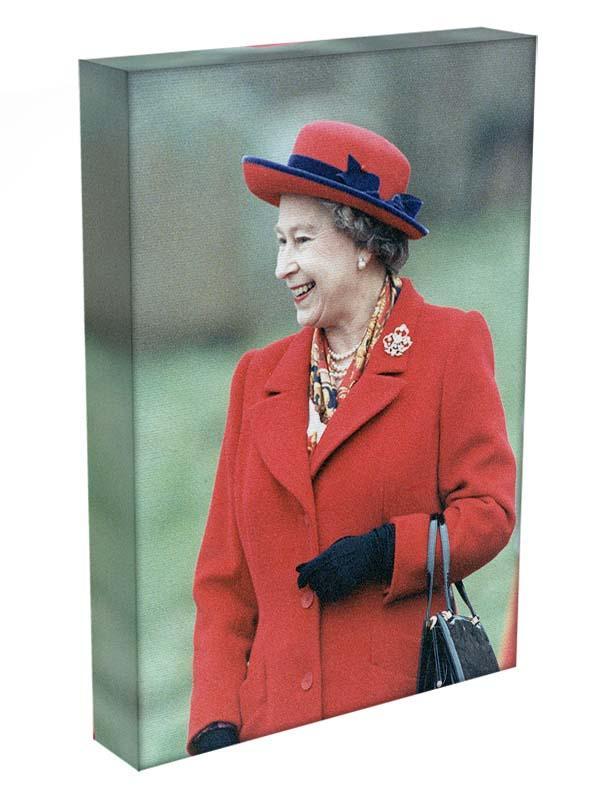 Queen Elizabeth II in a striking red coat at church in Norfolk Canvas Print or Poster - Canvas Art Rocks - 3