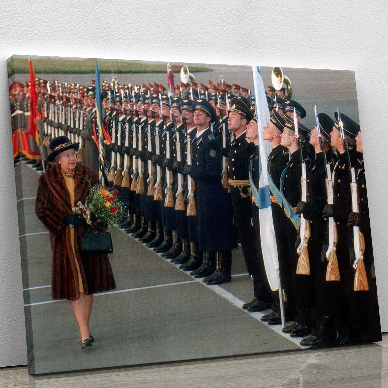 Queen Elizabeth II inspecting the guard of honour in Moscow Canvas Print or Poster