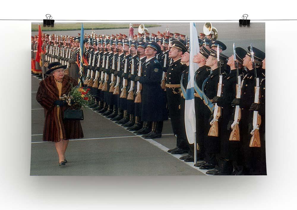 Queen Elizabeth II inspecting the guard of honour in Moscow Canvas Print or Poster - Canvas Art Rocks - 2