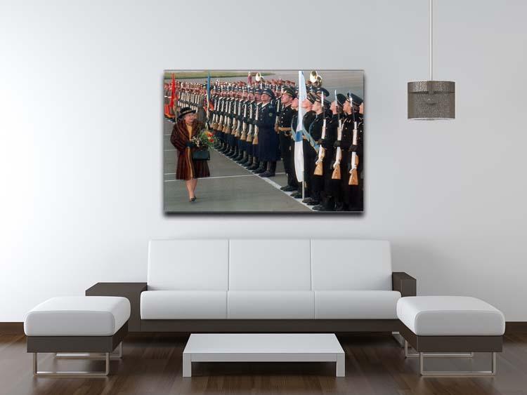 Queen Elizabeth II inspecting the guard of honour in Moscow Canvas Print or Poster - Canvas Art Rocks - 4