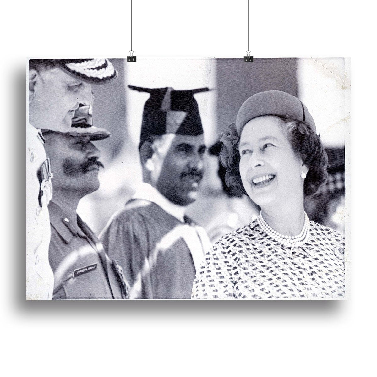 Queen Elizabeth II laughing during her tour of India Canvas Print or Poster