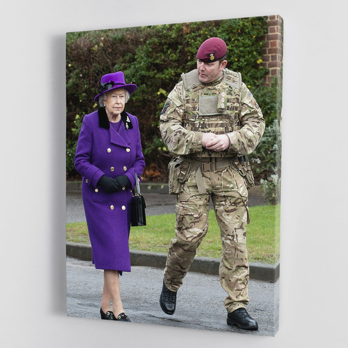 Queen Elizabeth II meeting members of the Household Cavalry Canvas Print or Poster