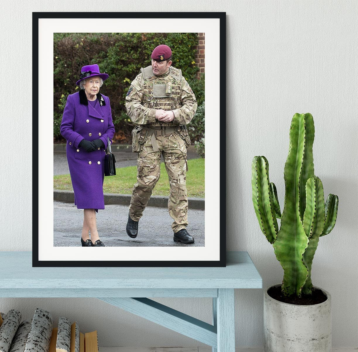 Queen Elizabeth II meeting members of the Household Cavalry Framed Print - Canvas Art Rocks - 1