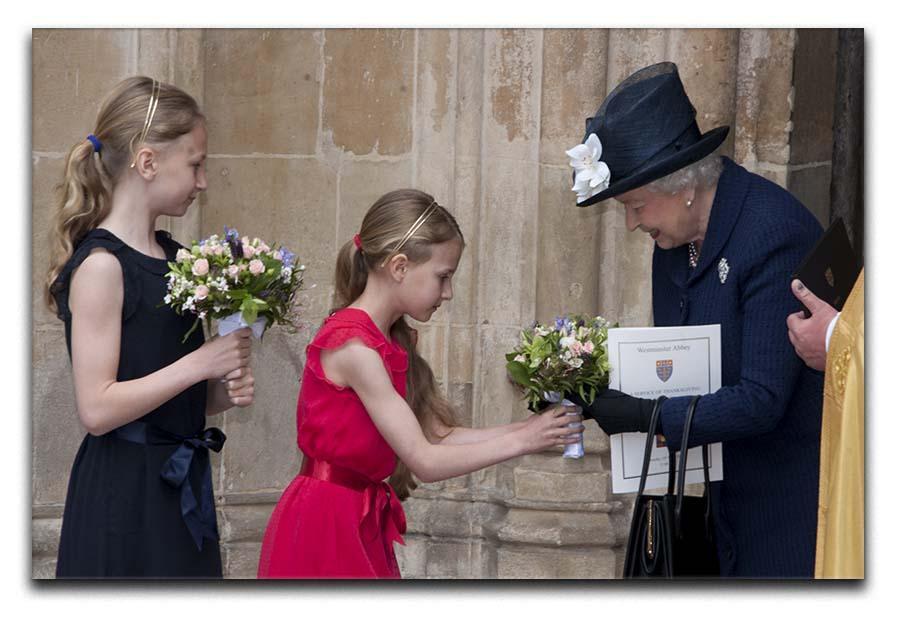 Queen Elizabeth II receiving flowers at a VE Day ceremony Canvas Print or Poster  - Canvas Art Rocks - 1