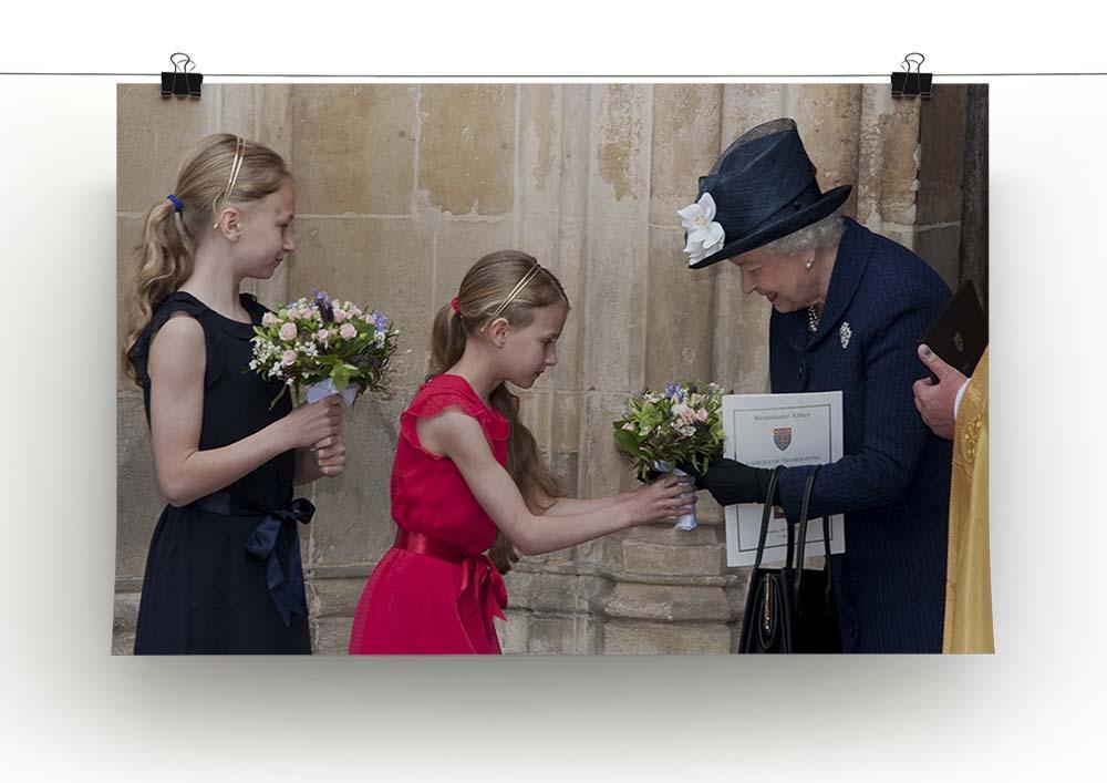 Queen Elizabeth II receiving flowers at a VE Day ceremony Canvas Print or Poster - Canvas Art Rocks - 2