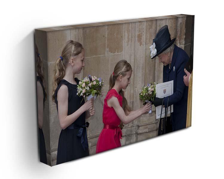Queen Elizabeth II receiving flowers at a VE Day ceremony Canvas Print or Poster - Canvas Art Rocks - 3