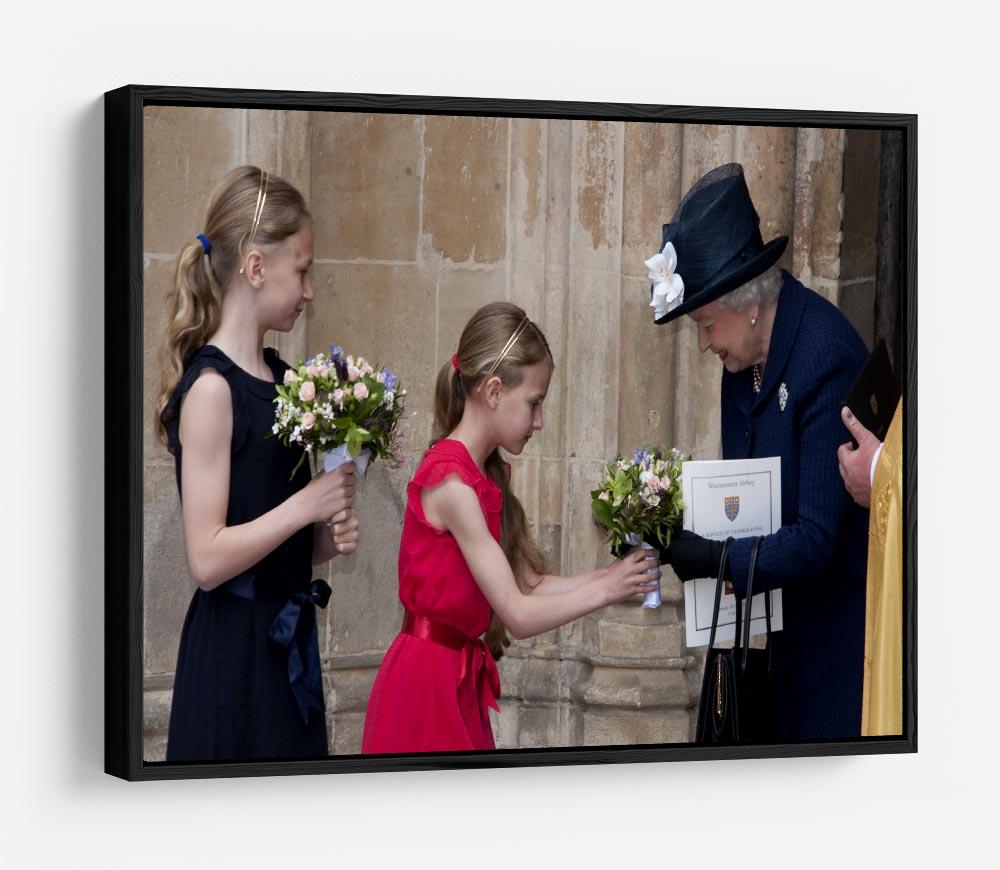 Queen Elizabeth II receiving flowers at a VE Day ceremony HD Metal Print