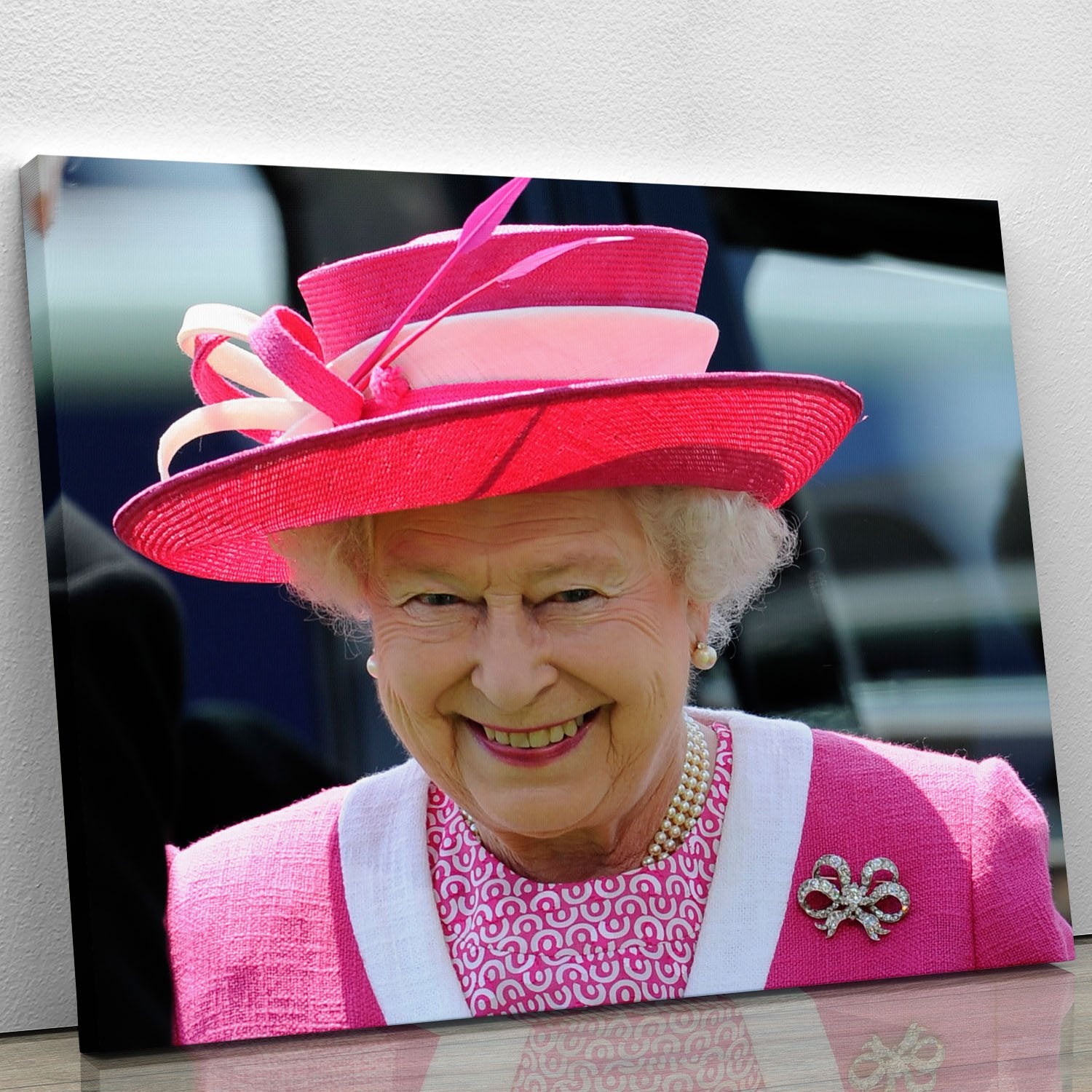 Queen Elizabeth II smiling at the Derby Canvas Print or Poster