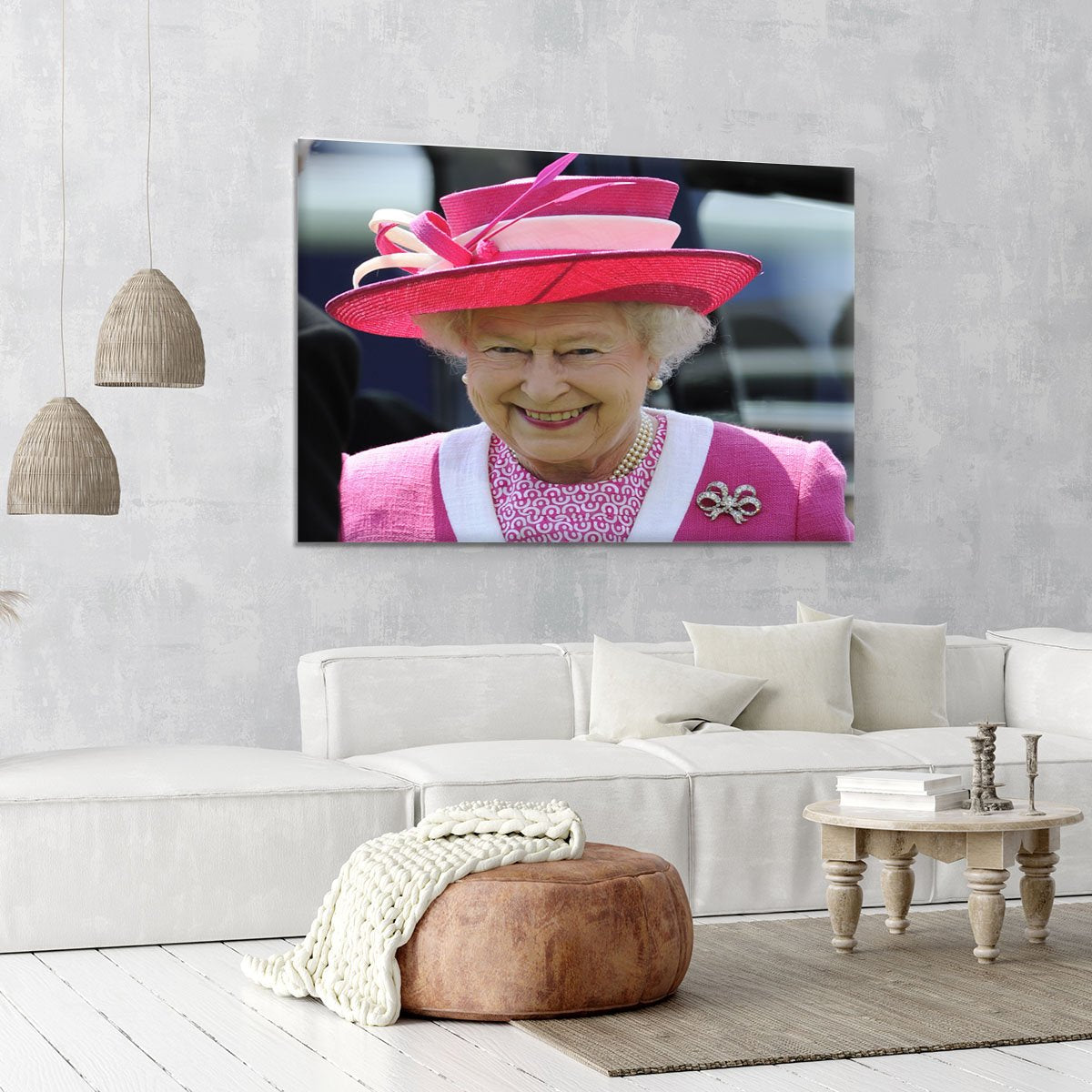 Queen Elizabeth II smiling at the Derby Canvas Print or Poster