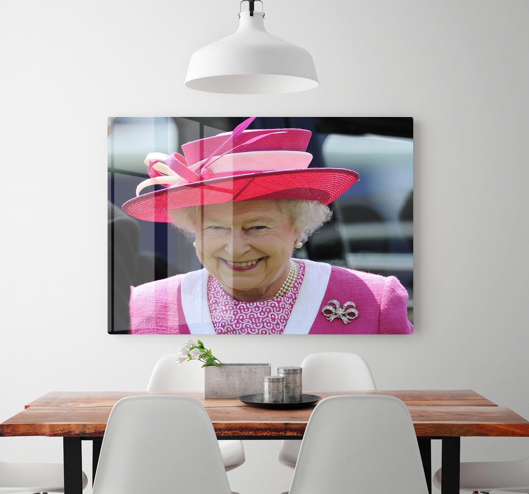 Queen Elizabeth II smiling at the Derby HD Metal Print