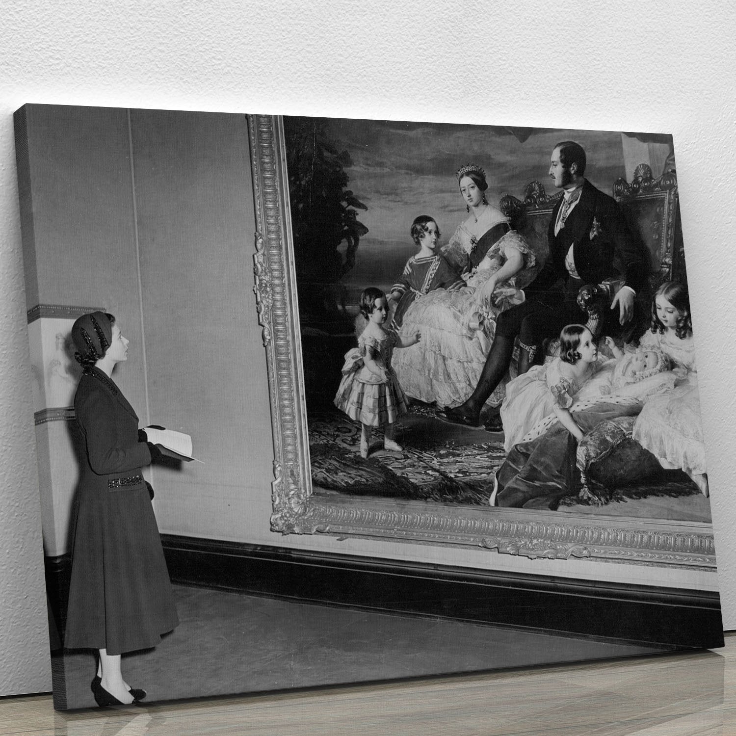 Queen Elizabeth II viewing a portrait of Queen Victoria Canvas Print or Poster