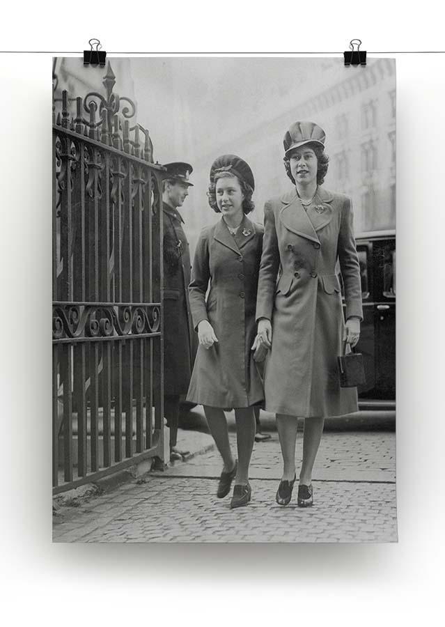 Queen Elizabeth II with Princess Margaret arriving at a wedding Canvas Print or Poster - Canvas Art Rocks - 2