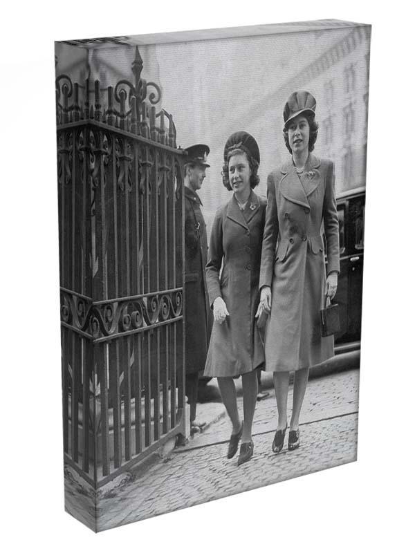 Queen Elizabeth II with Princess Margaret arriving at a wedding Canvas Print or Poster - Canvas Art Rocks - 3