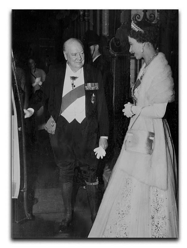 Queen Elizabeth II with Winston Churchill at Downing Street Canvas Print or Poster  - Canvas Art Rocks - 1