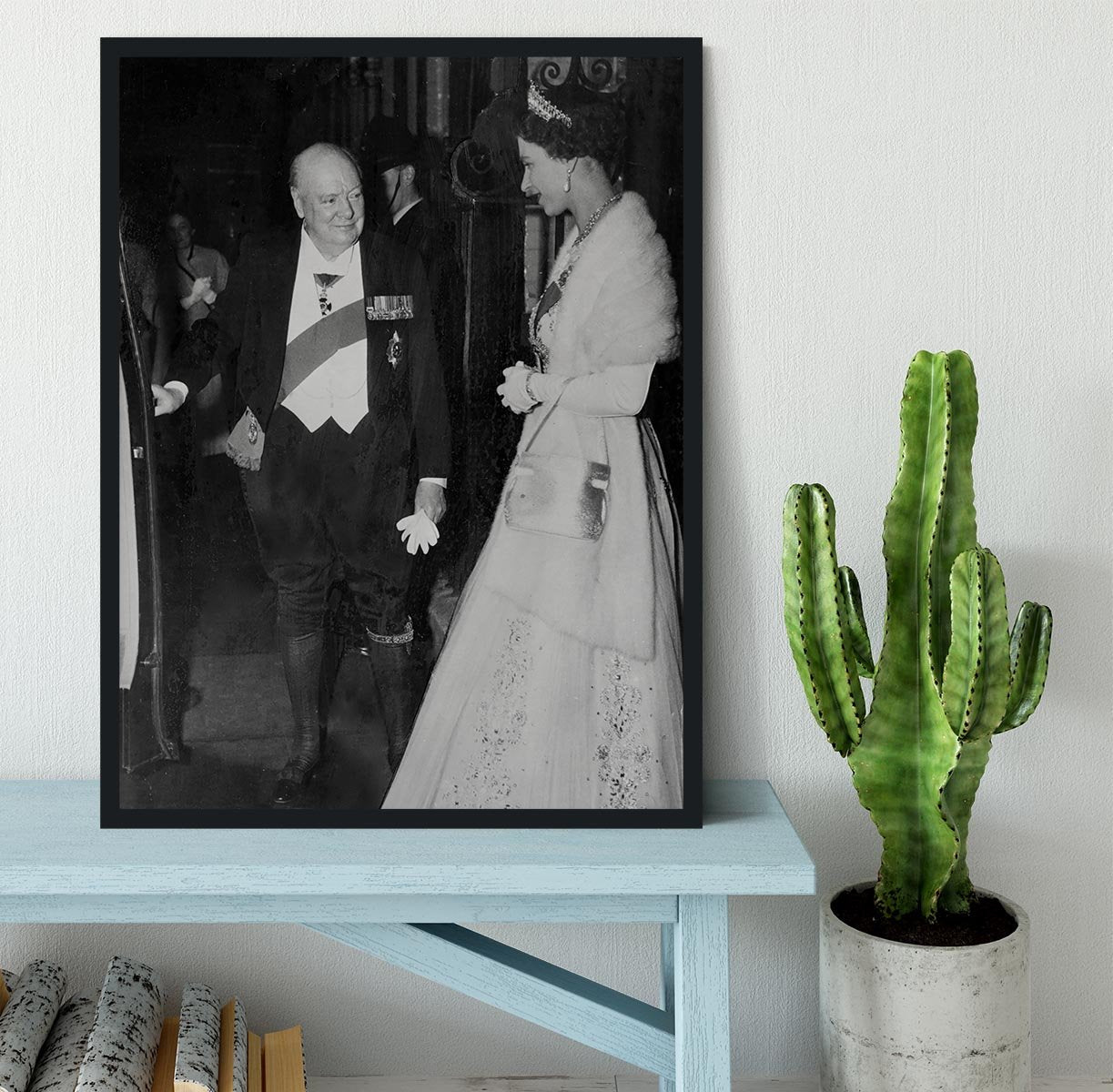 Queen Elizabeth II with Winston Churchill at Downing Street Framed Print - Canvas Art Rocks - 2
