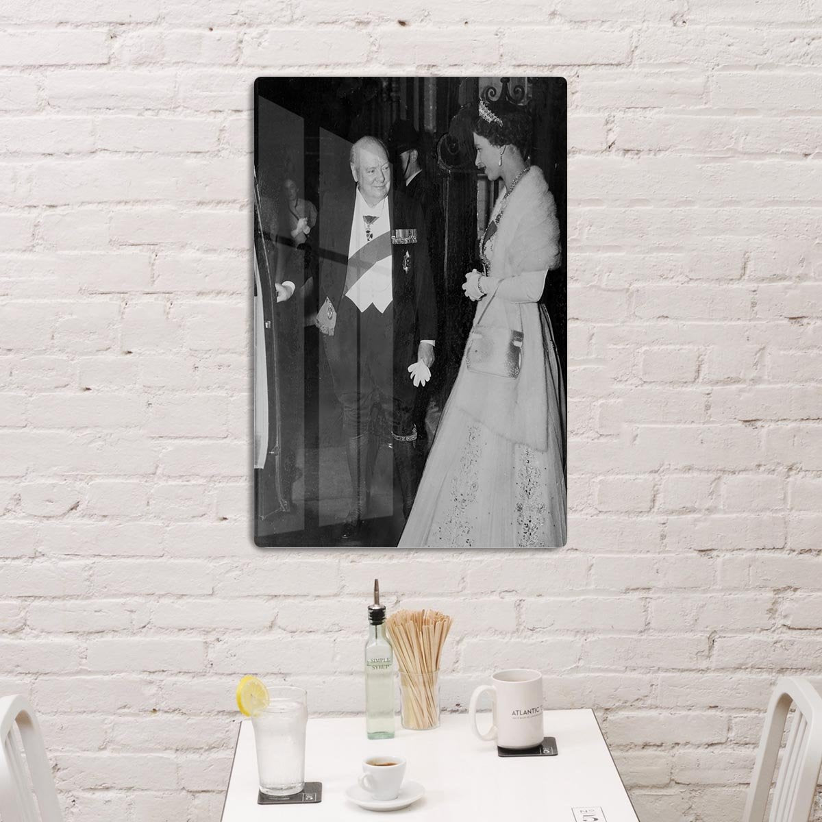 Queen Elizabeth II with Winston Churchill at Downing Street HD Metal Print