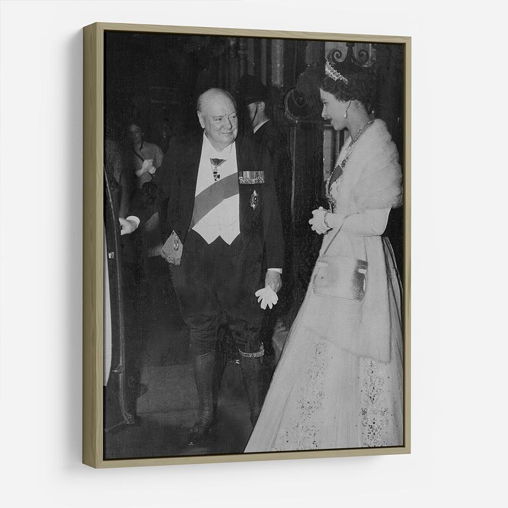Queen Elizabeth II with Winston Churchill at Downing Street HD Metal Print