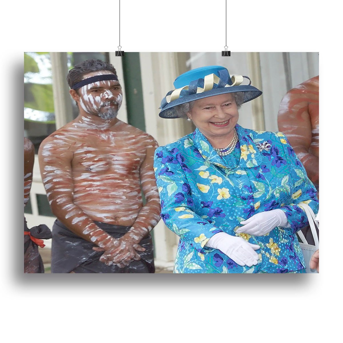Queen Elizabeth II with an Aboriginal dancer in Australia Canvas Print or Poster