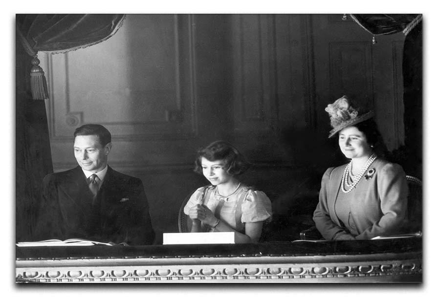 Queen Elizabeth II with her parents entranced viewing the stage Canvas Print or Poster  - Canvas Art Rocks - 1