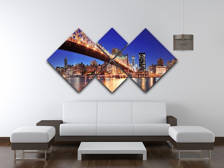 Queensboro Bridge over New York 4 Square Multi Panel Canvas  - Canvas Art Rocks - 3