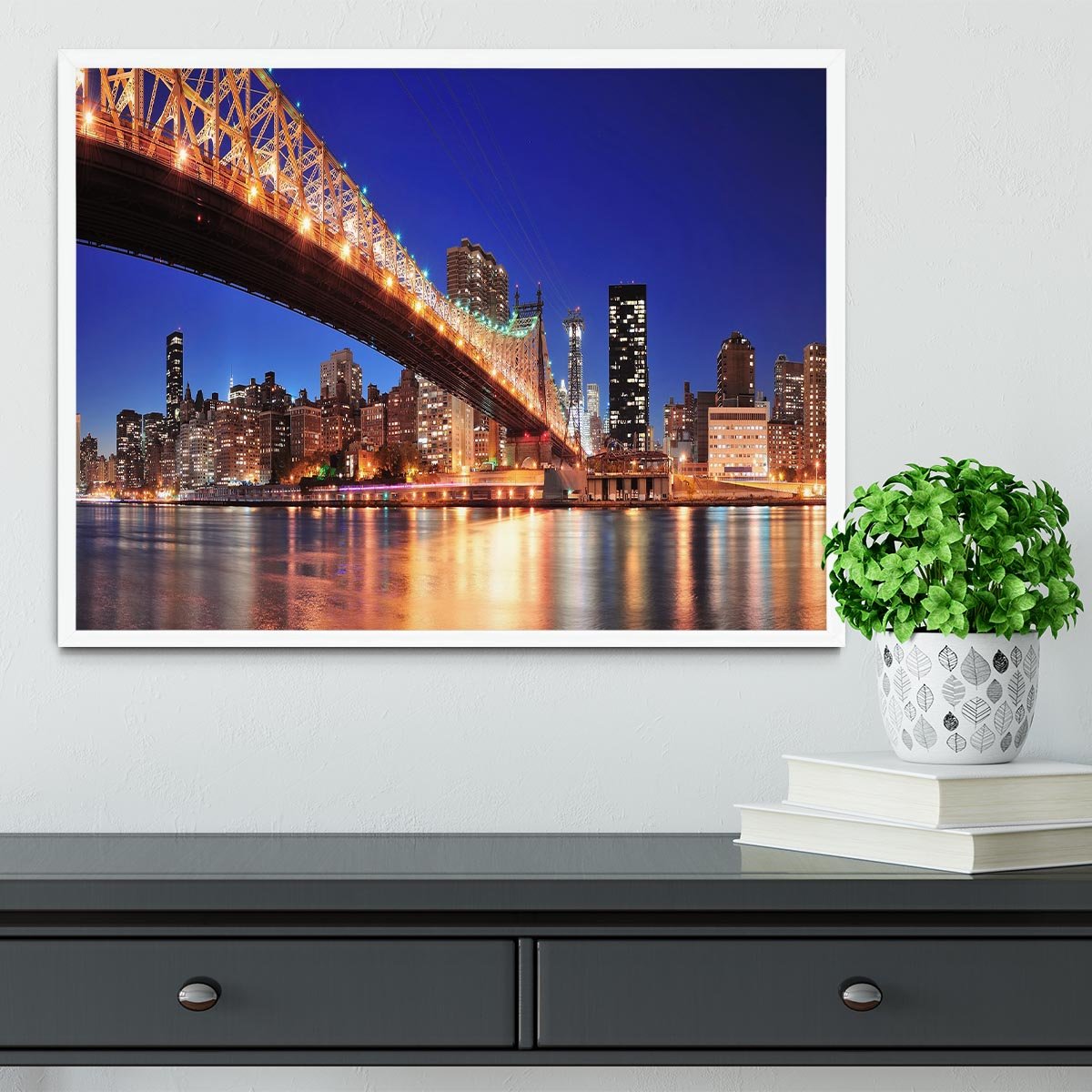Queensboro Bridge over New York Framed Print - Canvas Art Rocks -6