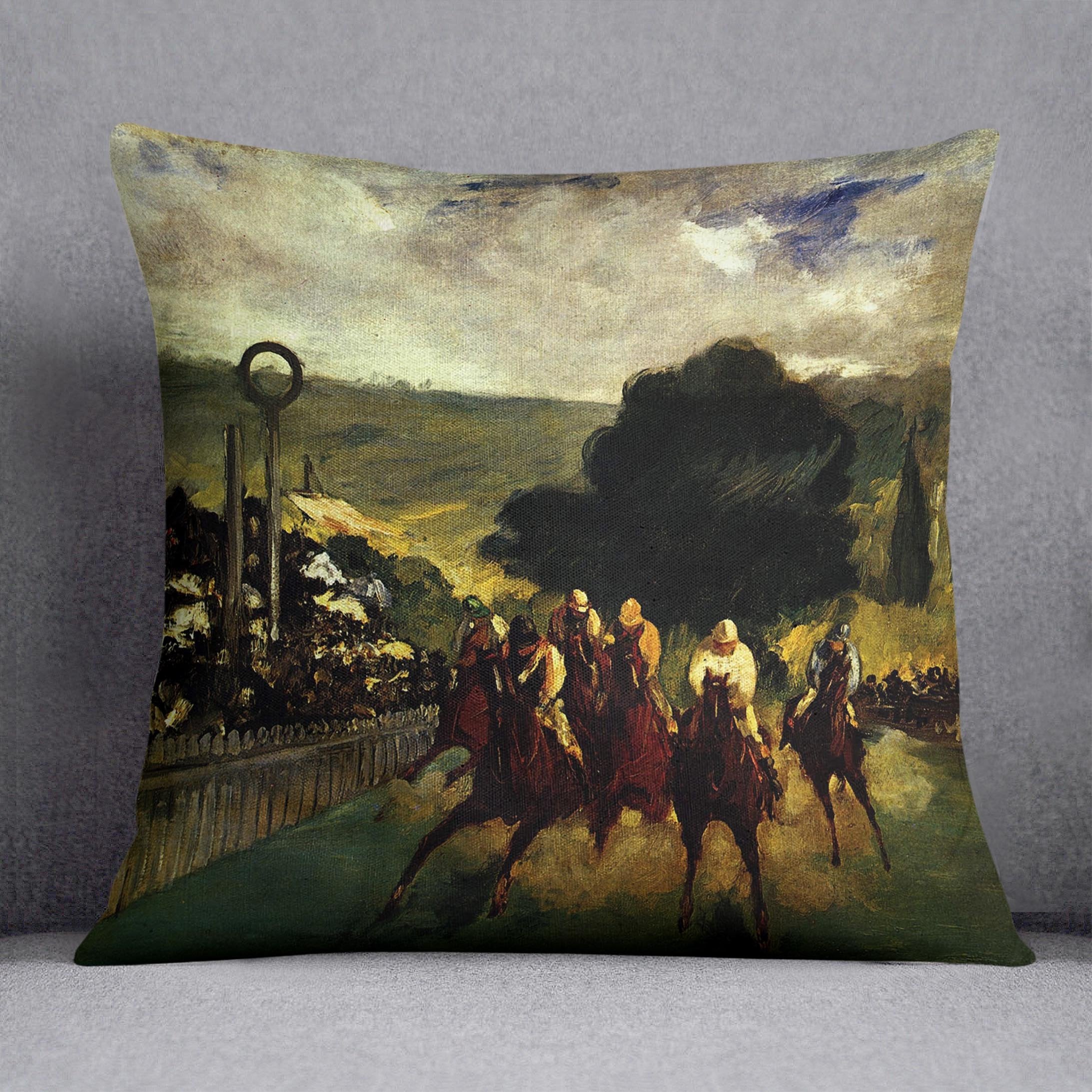 Race at Longchamp by Manet Throw Pillow