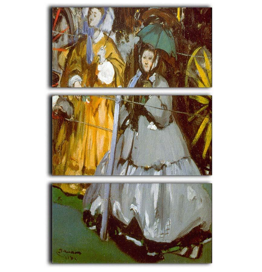 Racecourse by Manet 3 Split Panel Canvas Print - Canvas Art Rocks - 1
