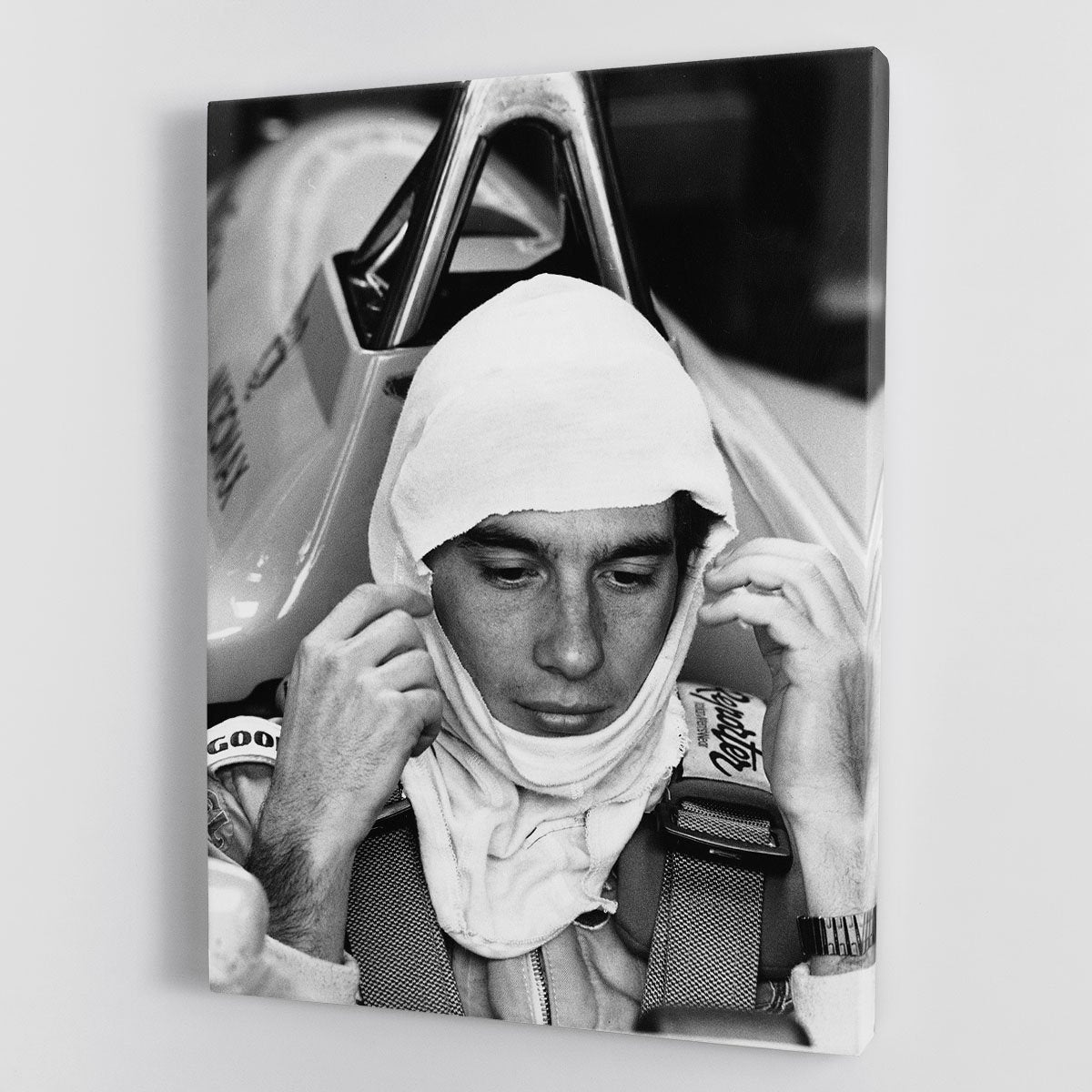 Racing driver Ayrton Senna at Silverstone Canvas Print or Poster