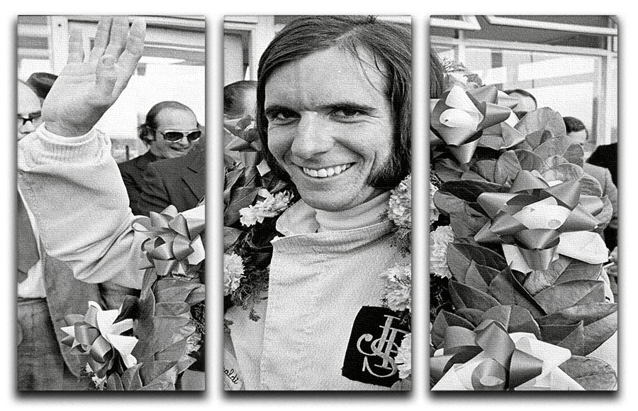 Racing driver Emerson Fittipaldi 1972 3 Split Panel Canvas Print - Canvas Art Rocks - 1