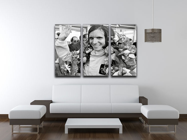 Racing driver Emerson Fittipaldi 1972 3 Split Panel Canvas Print - Canvas Art Rocks - 3