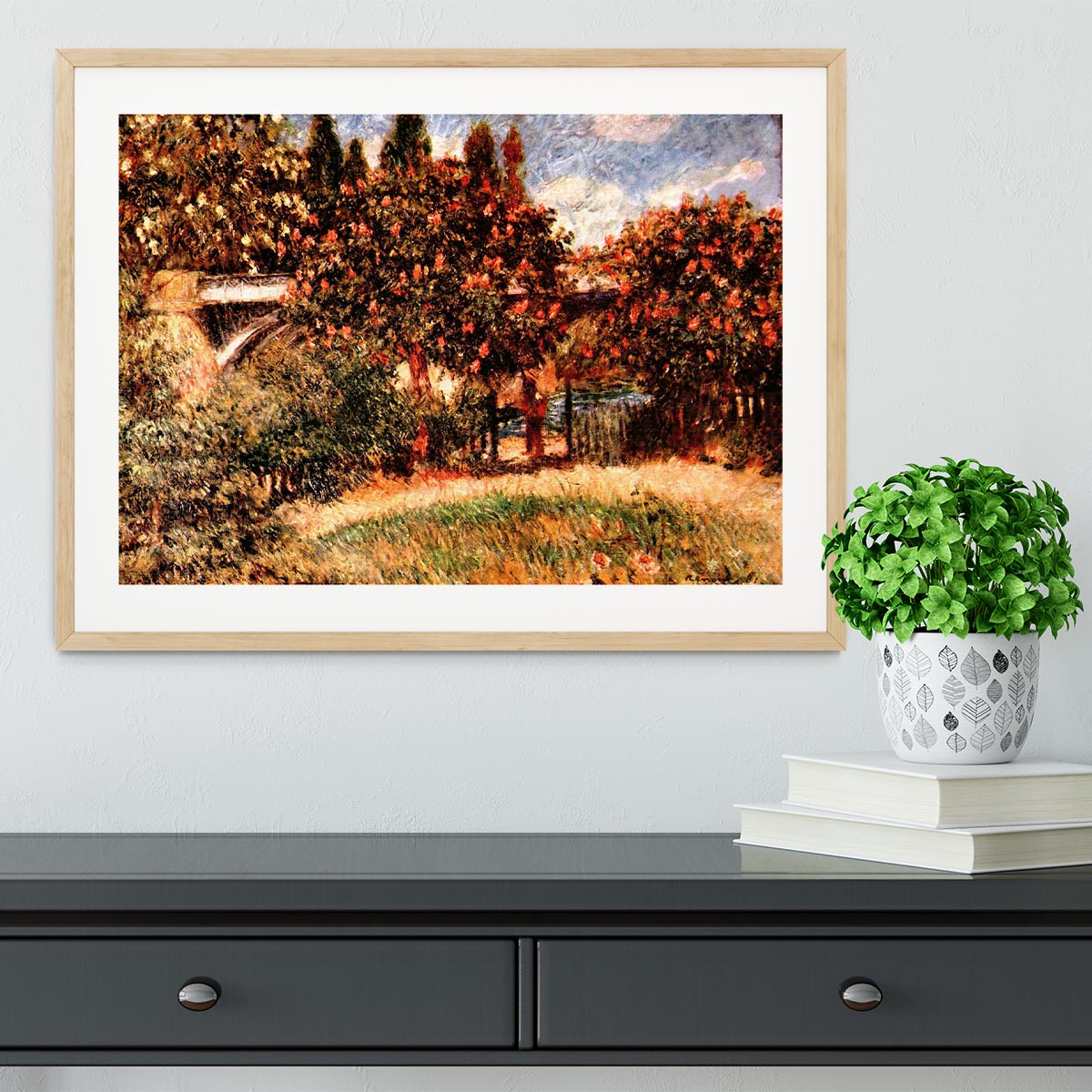 Railway bridge of Chatou by Renoir Framed Print - Canvas Art Rocks - 3