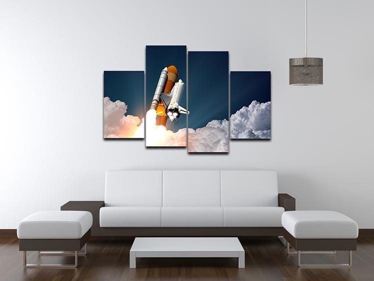Realistic 3d Scene Of Space Shuttle 4 Split Panel Canvas - Canvas Art Rocks - 3