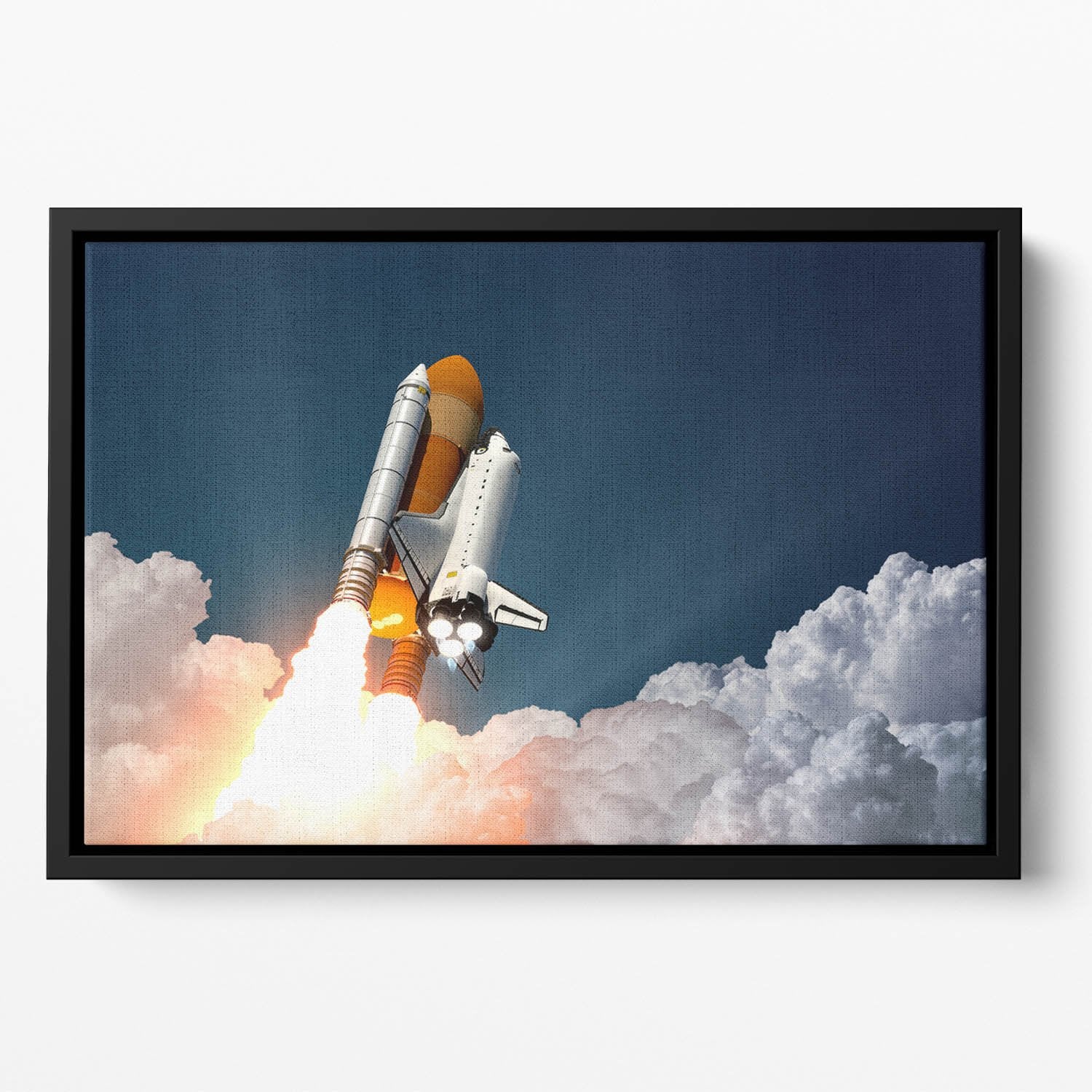 Realistic 3d Scene Of Space Shuttle Floating Framed Canvas