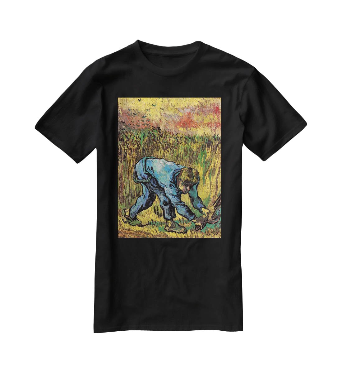 Reaper with Sickle after Millet by Van Gogh T-Shirt - Canvas Art Rocks - 1