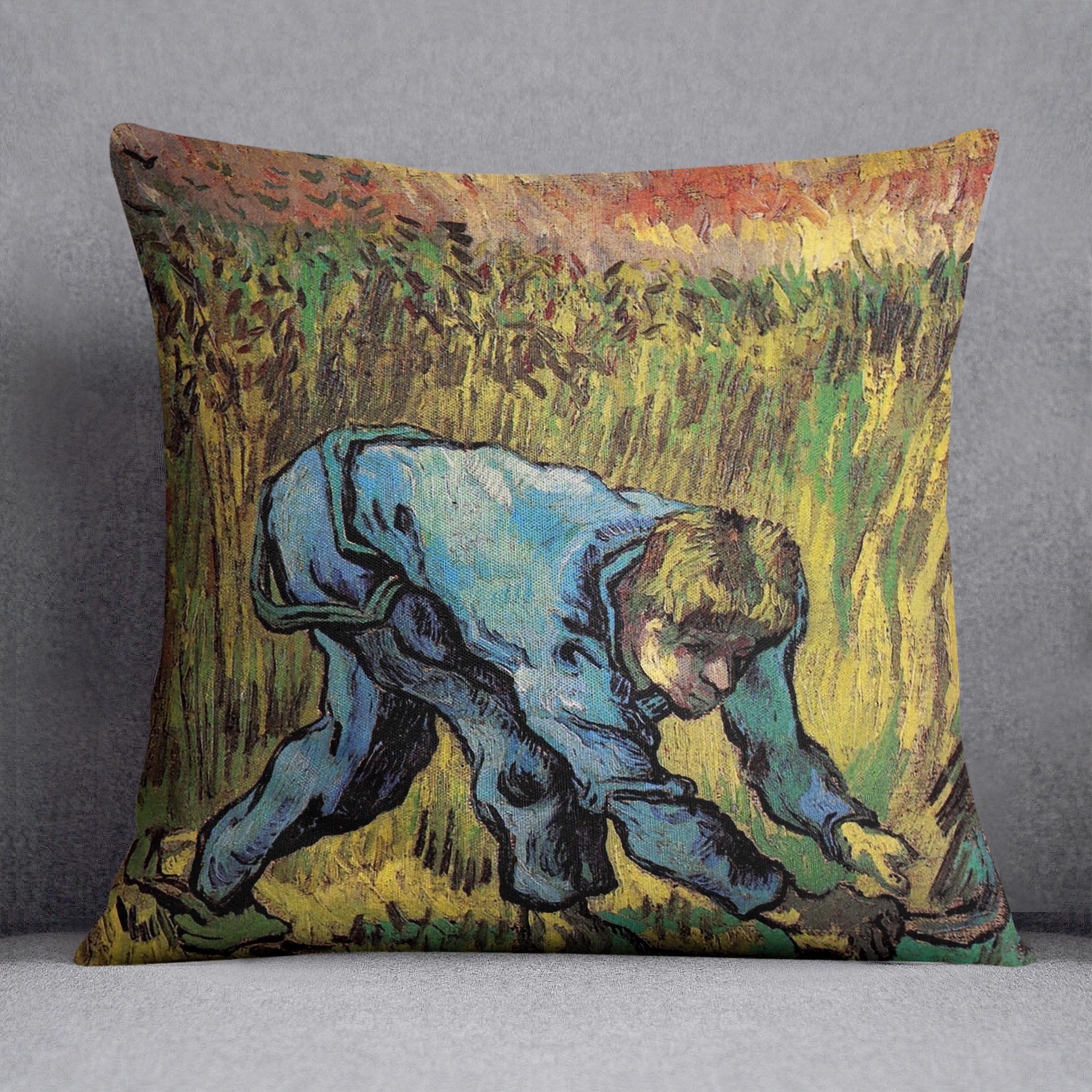 Reaper with Sickle after Millet by Van Gogh Throw Pillow