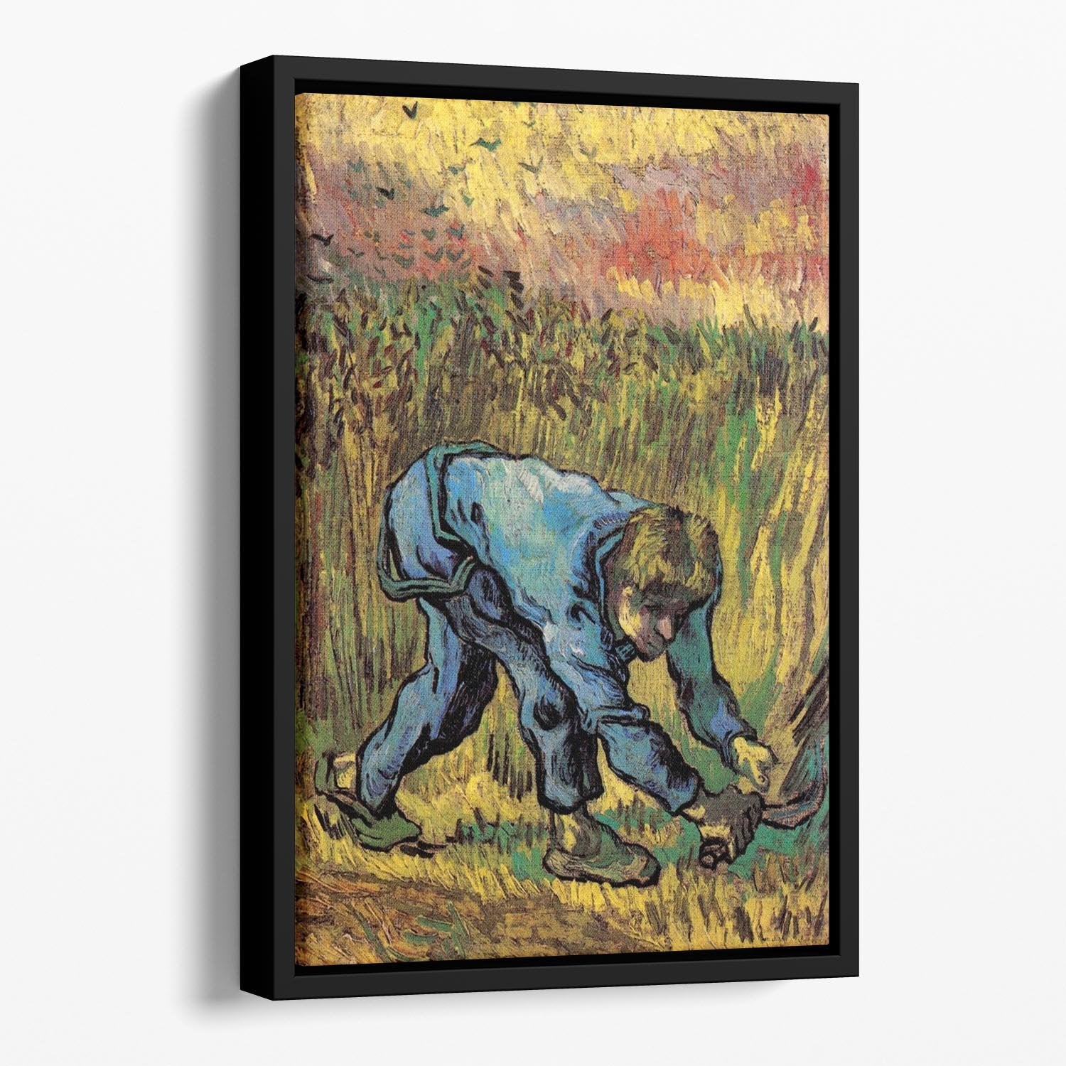 Reaper with Sickle after Millet by Van Gogh Floating Framed Canvas