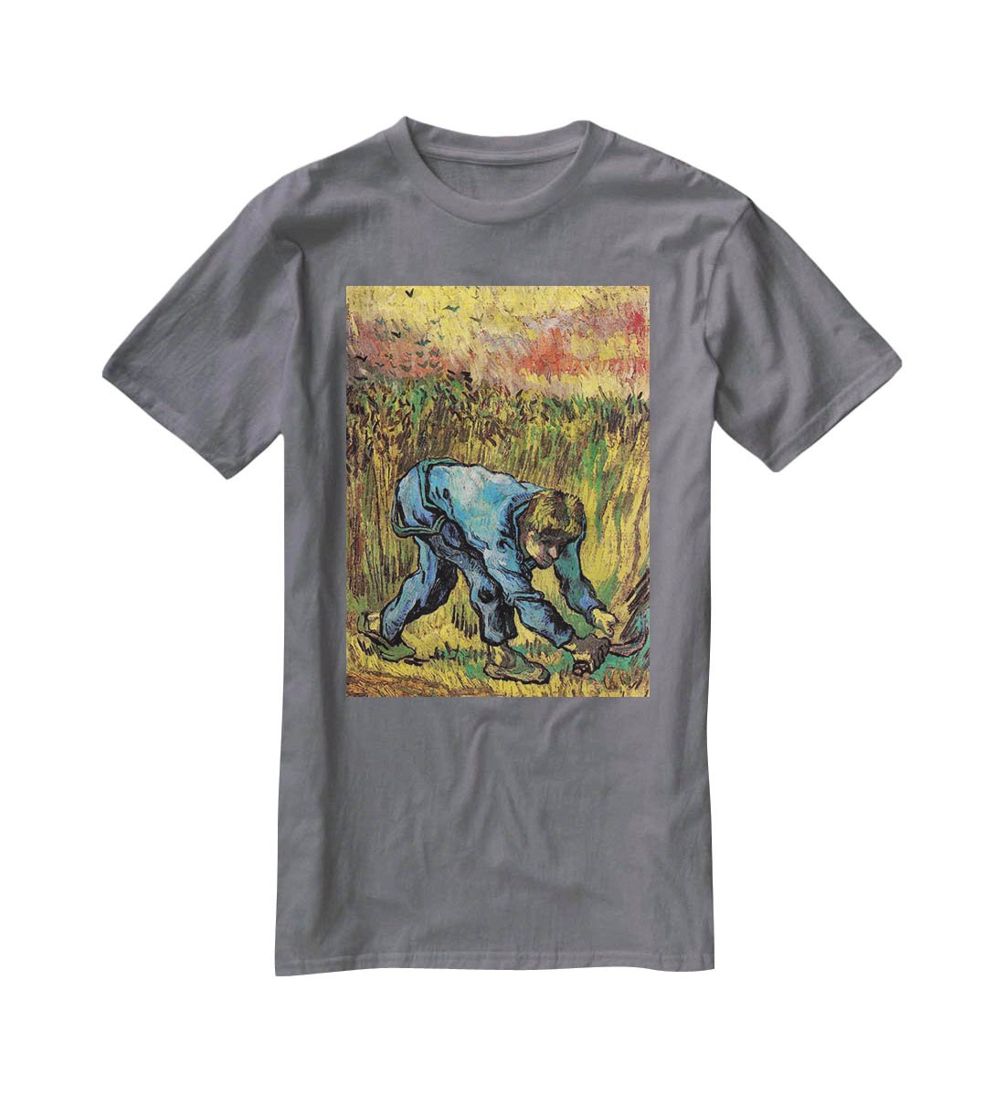 Reaper with Sickle after Millet by Van Gogh T-Shirt - Canvas Art Rocks - 3