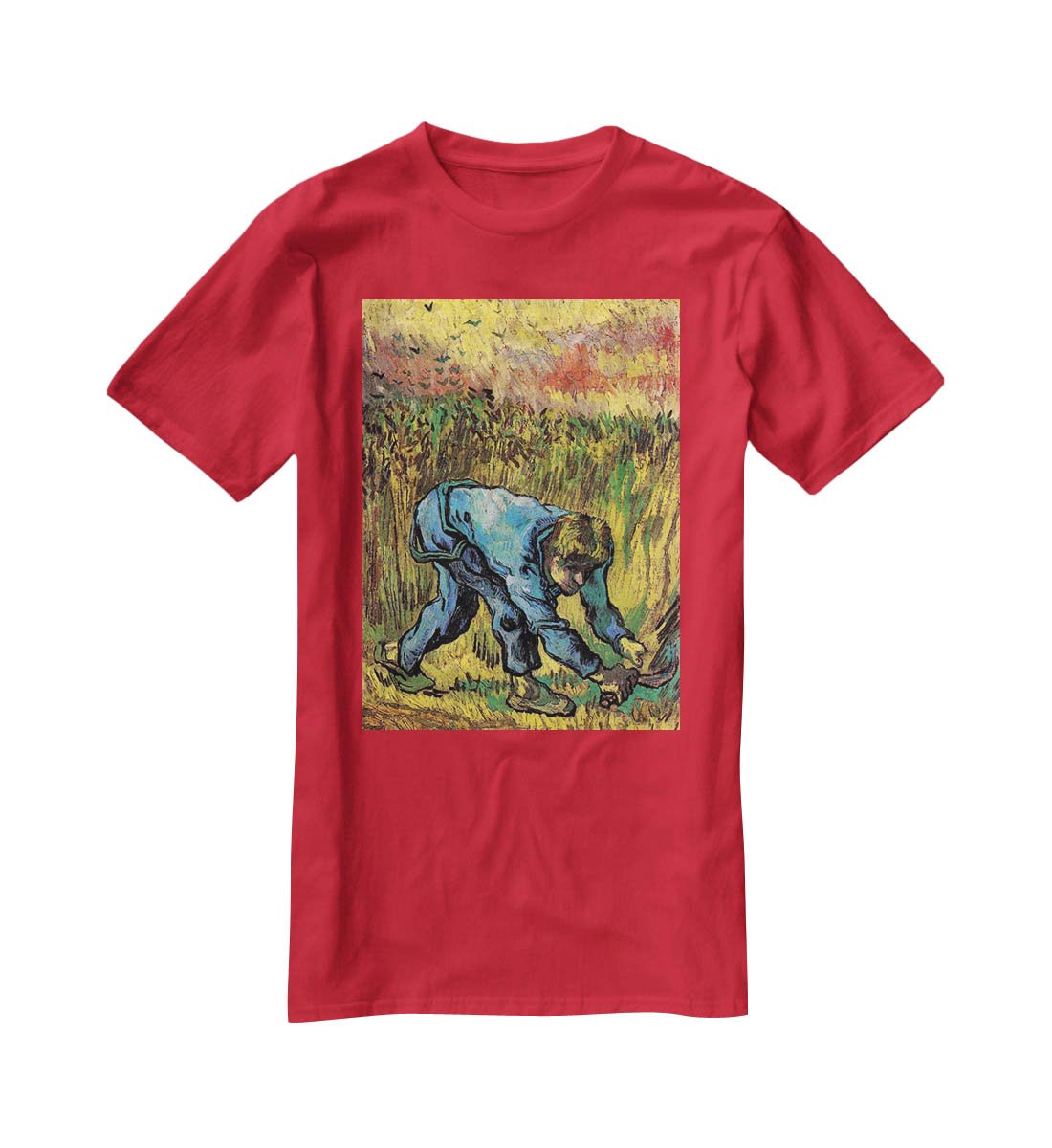 Reaper with Sickle after Millet by Van Gogh T-Shirt - Canvas Art Rocks - 4