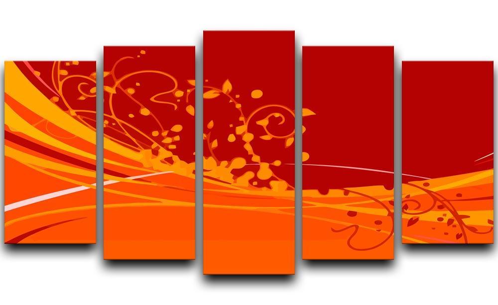 Red Abstract 5 Split Panel Canvas  - Canvas Art Rocks - 1