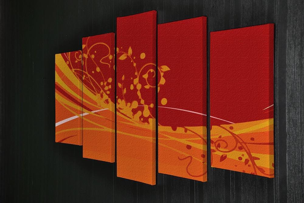 Red Abstract 5 Split Panel Canvas - Canvas Art Rocks - 2
