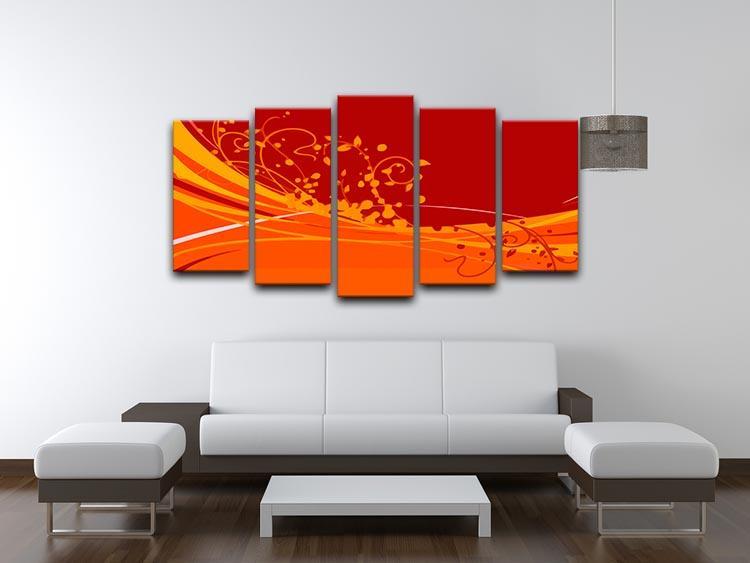 Red Abstract 5 Split Panel Canvas - Canvas Art Rocks - 3
