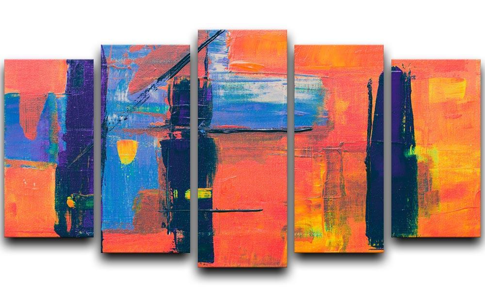 Red And Blue Abstract Painting 5 Split Panel Canvas  - Canvas Art Rocks - 1