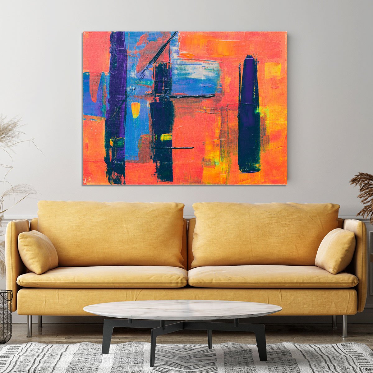 Red And Blue Abstract Painting Canvas Print or Poster