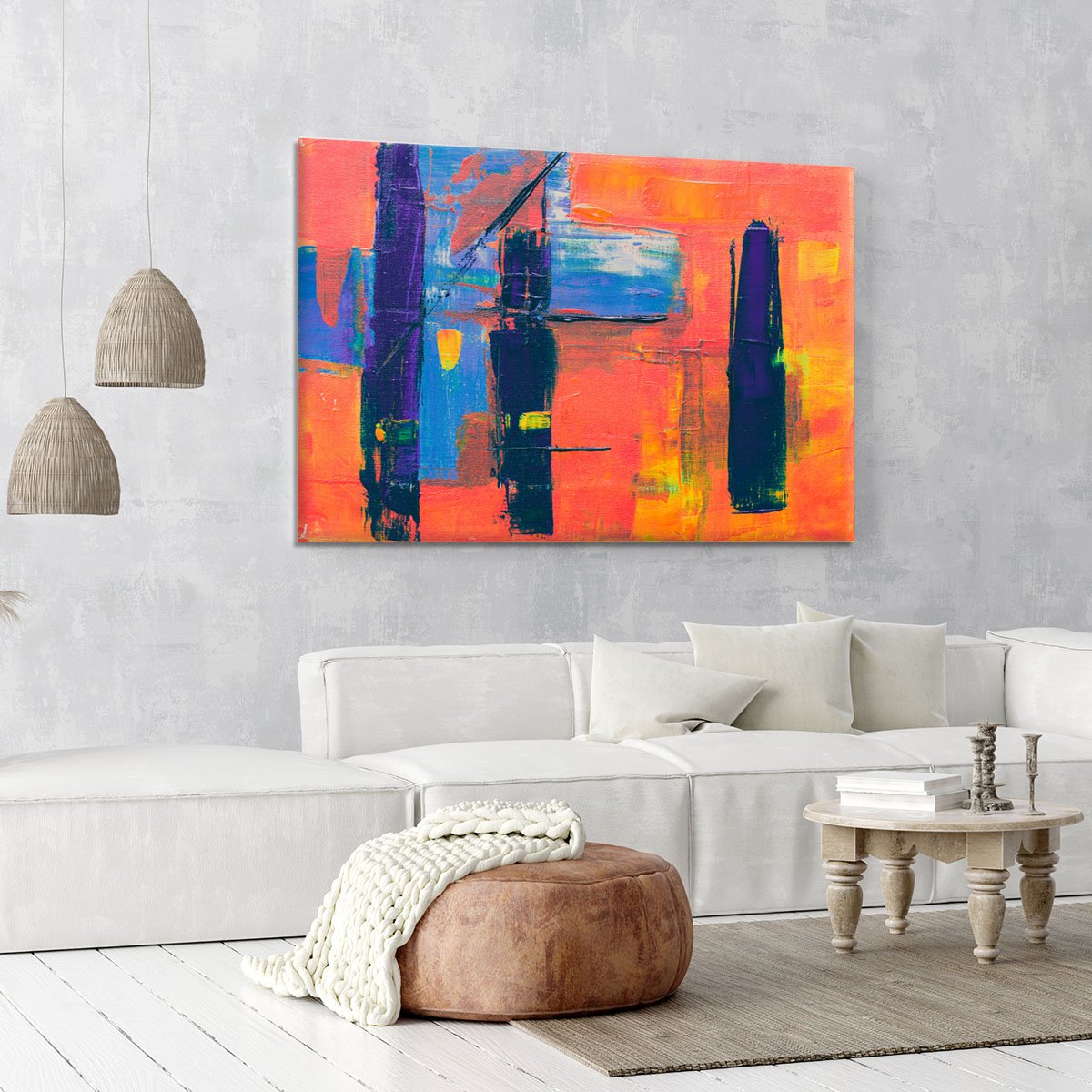 Red And Blue Abstract Painting Canvas Print or Poster