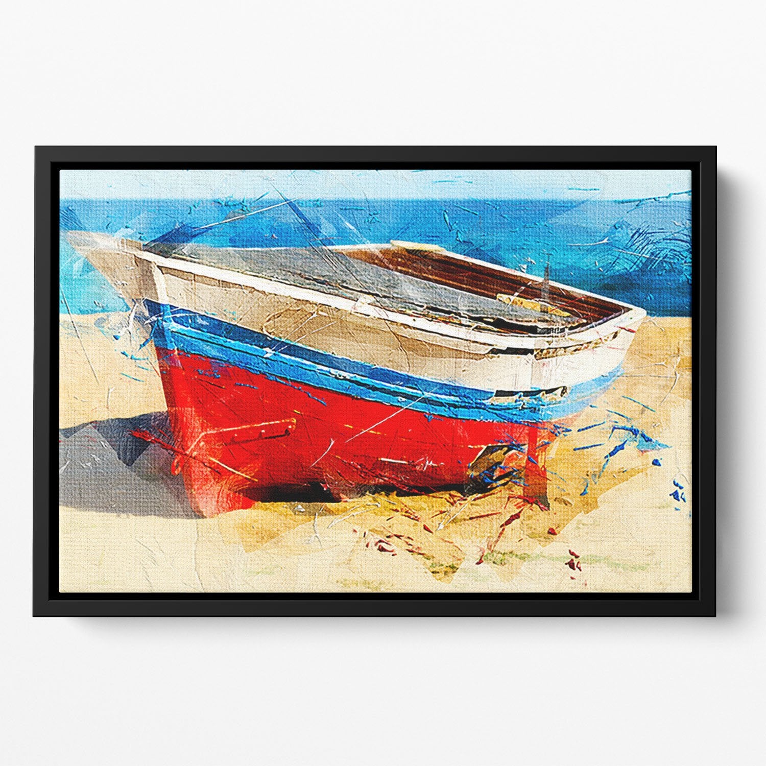 Red Boat Floating Framed Canvas