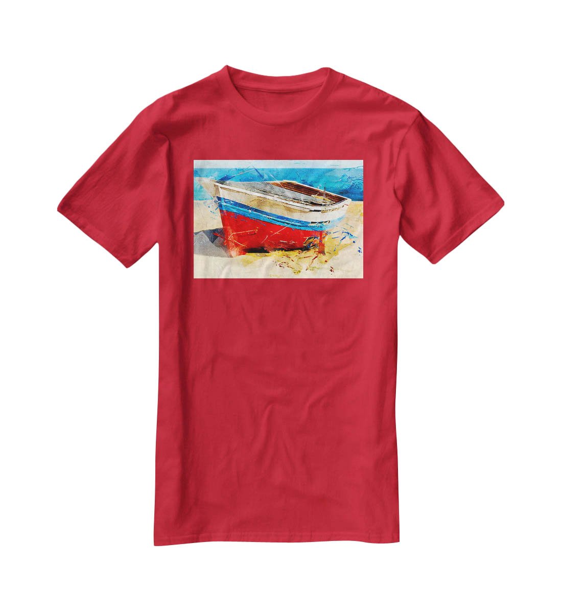 Red Boat T-Shirt - Canvas Art Rocks - 4